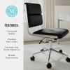 imageMartha Stewart Lulu Swivel Task Chair with Height Adjustable Seat for Home Office in Off White Faux Leather with Polished Brass FrameBlack Faux LeatherPolished Nickel Frame