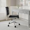 imageMartha Stewart Lulu Swivel Task Chair with Height Adjustable Seat for Home Office in Off White Faux Leather with Polished Brass FrameBlack Faux LeatherPolished Nickel Frame