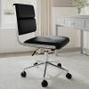 imageMartha Stewart Lulu Swivel Task Chair with Height Adjustable Seat for Home Office in Off White Faux Leather with Polished Brass FrameBlack Faux LeatherPolished Nickel Frame