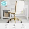 imageMartha Stewart Lulu Swivel Task Chair with Height Adjustable Seat for Home Office in Off White Faux Leather with Polished Brass FrameOff White Faux LeatherPolished Brass Frame