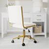 imageMartha Stewart Lulu Swivel Task Chair with Height Adjustable Seat for Home Office in Off White Faux Leather with Polished Brass FrameOff White Faux LeatherPolished Brass Frame