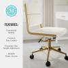 imageMartha Stewart Lulu Swivel Task Chair with Height Adjustable Seat for Home Office in Off White Faux Leather with Polished Brass FrameOff White Faux LeatherPolished Brass Frame