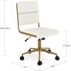 imageMartha Stewart Lulu Swivel Task Chair with Height Adjustable Seat for Home Office in Off White Faux Leather with Polished Brass FrameOff White Faux LeatherPolished Brass Frame