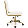 imageMartha Stewart Lulu Swivel Task Chair with Height Adjustable Seat for Home Office in Off White Faux Leather with Polished Brass FrameOff White Faux LeatherPolished Brass Frame