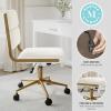 imageMartha Stewart Lulu Swivel Task Chair with Height Adjustable Seat for Home Office in Off White Faux Leather with Polished Brass FrameOff White Faux LeatherPolished Brass Frame