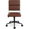 imageMartha Stewart Lulu Swivel Task Chair with Height Adjustable Seat for Home Office in Off White Faux Leather with Polished Brass FrameSaddle Brown Faux LeatherOil Rubbed Bronze Frame