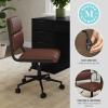 imageMartha Stewart Lulu Swivel Task Chair with Height Adjustable Seat for Home Office in Off White Faux Leather with Polished Brass FrameSaddle Brown Faux LeatherOil Rubbed Bronze Frame