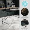 imageMartha Stewart Maddox Home Office Parsons Desk in Black Wood Grain with Oil Rubbed Bronze Metal XFrame