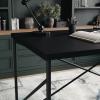 imageMartha Stewart Maddox Home Office Parsons Desk in Black Wood Grain with Oil Rubbed Bronze Metal XFrame