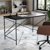 imageMartha Stewart Maddox Home Office Parsons Desk in Black Wood Grain with Oil Rubbed Bronze Metal XFrame
