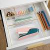 imageMartha Stewart Miles Plastic Stackable Office Desk Drawer Organizers Set of 6 ClearClearGold Trim