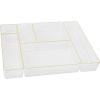 imageMartha Stewart Miles Plastic Stackable Office Desk Drawer Organizers Set of 6 ClearClearGold Trim
