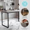 imageMartha Stewart Noah Home Office Parsons Desk in Gray Wood Grain with Oil Rubbed Bronze Metal FrameGray TopOil Rubbed Bronze Frame