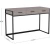 imageMartha Stewart Ollie Home Office Desk with 3 Drawers in Walnut Wood Grain with Polished Brass HardwareGray TopOil Rubbed Bronze Frame