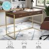 imageMartha Stewart Ollie Home Office Desk with 3 Drawers in Walnut Wood Grain with Polished Brass HardwareWalnut TopPolished Brass Frame