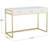imageMartha Stewart Ollie Home Office Desk with 3 Drawers in Walnut Wood Grain with Polished Brass HardwareWhite TopPolished Brass Frame