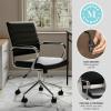 imageMartha Stewart Piper Swivel Task Chair with Armrests for Home Office in White Faux Leather with Polished Nickel FrameBlack Faux LeatherPolished Nickel
