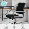 imageMartha Stewart Piper Swivel Task Chair with Armrests for Home Office in White Faux Leather with Polished Nickel FrameBlack Faux LeatherPolished Nickel