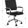 imageMartha Stewart Piper Swivel Task Chair with Armrests for Home Office in White Faux Leather with Polished Nickel FrameBlack Faux LeatherPolished Nickel