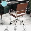 imageMartha Stewart Piper Swivel Task Chair with Armrests for Home Office in White Faux Leather with Polished Nickel FrameSaddle Brown Faux LeatherPolished Nickel
