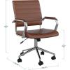 imageMartha Stewart Piper Swivel Task Chair with Armrests for Home Office in White Faux Leather with Polished Nickel FrameSaddle Brown Faux LeatherPolished Nickel