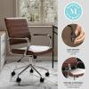 imageMartha Stewart Piper Swivel Task Chair with Armrests for Home Office in White Faux Leather with Polished Nickel FrameSaddle Brown Faux LeatherPolished Nickel