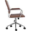 imageMartha Stewart Piper Swivel Task Chair with Armrests for Home Office in White Faux Leather with Polished Nickel FrameSaddle Brown Faux LeatherPolished Nickel