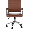 imageMartha Stewart Piper Swivel Task Chair with Armrests for Home Office in White Faux Leather with Polished Nickel FrameSaddle Brown Faux LeatherPolished Nickel