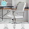 imageMartha Stewart Piper Swivel Task Chair with Armrests for Home Office in White Faux Leather with Polished Nickel FrameWhite Faux LeatherPolished Nickel