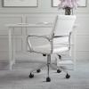 imageMartha Stewart Piper Swivel Task Chair with Armrests for Home Office in White Faux Leather with Polished Nickel FrameWhite Faux LeatherPolished Nickel