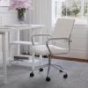 imageMartha Stewart Piper Swivel Task Chair with Armrests for Home Office in White Faux Leather with Polished Nickel FrameWhite Faux LeatherPolished Nickel