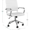 imageMartha Stewart Piper Swivel Task Chair with Armrests for Home Office in White Faux Leather with Polished Nickel FrameWhite Faux LeatherPolished Nickel