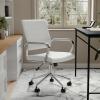 imageMartha Stewart Piper Swivel Task Chair with Armrests for Home Office in White Faux Leather with Polished Nickel FrameWhite Faux LeatherPolished Nickel