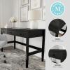 imageMartha Stewart Rhett Home Office Desk with 3 Drawers and Tapered Legs in Black with Oil Rubbed Bronze HardwareBlack FrameOil Rubbed Bronzed Hardware