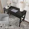 imageMartha Stewart Rhett Home Office Desk with 3 Drawers and Tapered Legs in Black with Oil Rubbed Bronze HardwareBlack FrameOil Rubbed Bronzed Hardware