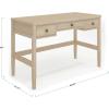imageMartha Stewart Rhett Writing Desk with 3 Drawers and Tapered Legs in Light Natural with Antique Bronze Hardware
