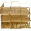 imageMartha Stewart Ryder 3 Tier Desk Letter Tray Organizer Stackable Steel Mesh Inbox Tray for Files Papers or Letters Gold