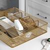 imageMartha Stewart Ryder Gold Mesh Metal 6 Compartment Large Desk Drawer Organizer for Accessories and Office Supplies