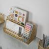imageMartha Stewart Ryder Gold Mesh Metal 6 Piece Set Desktop Organizers and Accessories Holds Files Magazines Letters Pens Sticky Notes and Business Cards