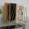 imageMartha Stewart Ryder Gold Mesh Metal 9 Slot Triangle Magazine File Holder Desktop Organizer Sorter