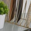 imageMartha Stewart Ryder Gold Mesh Metal 9 Slot Triangle Magazine File Holder Desktop Organizer Sorter