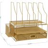 imageMartha Stewart Ryder Gold Mesh Metal Large Desktop Organizer With Paper File Letter Holder Organizer and Drawer