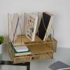 imageMartha Stewart Ryder Gold Mesh Metal Large Desktop Organizer With Paper File Letter Holder Organizer and Drawer