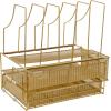 imageMartha Stewart Ryder Gold Mesh Metal Large Desktop Organizer With Paper File Letter Holder Organizer and Drawer