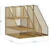 imageMartha Stewart Ryder Gold Mesh Metal Large Desktop Organizer with Magazine File Holder Pen Holder and Storage