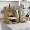 imageMartha Stewart Ryder Gold Mesh Metal Large Desktop Organizer with Magazine File Holder Pen Holder and Storage
