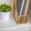 imageMartha Stewart Ryder Gold Mesh Metal Single Slot Magazine File Holder Desktop Organizer 975 x 375 x 115