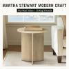 imageMartha Stewart Sadie Round Coffee Table  Starburst Veneer Top Reclaimed Greige Wood Finish Modern Accent for Living Room Lounge or Sitting Area 22quot x Dia 24quot H