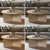 imageMartha Stewart Sadie Round Coffee Table  Starburst Veneer Top Reclaimed Greige Wood Finish Modern Accent for Living Room Lounge or Sitting Area 36quot Dia x 165quot H