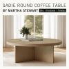 imageMartha Stewart Sadie Round Coffee Table  Starburst Veneer Top Reclaimed Greige Wood Finish Modern Accent for Living Room Lounge or Sitting Area 36quot Dia x 165quot H